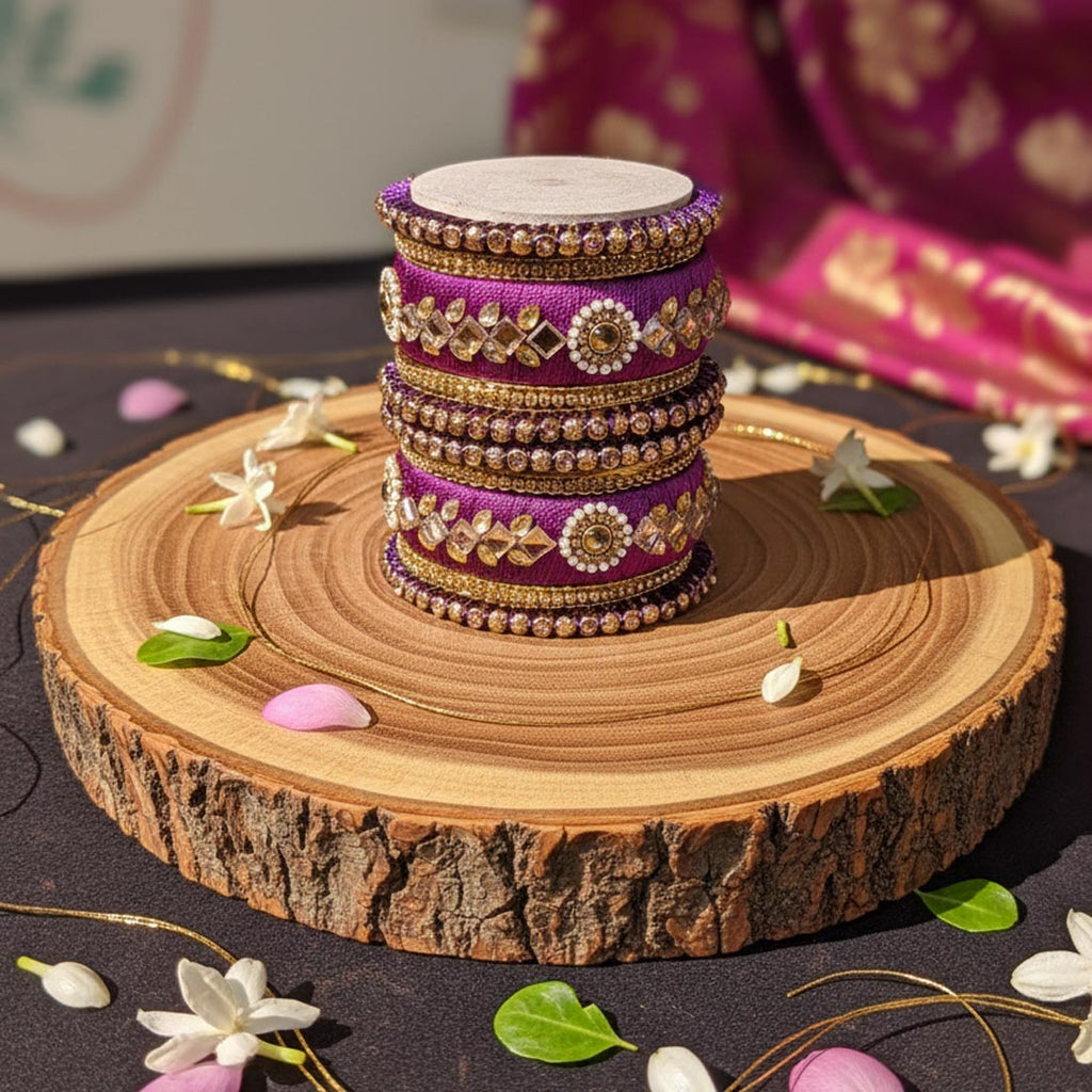 Purple Color 1 Set Of Thread Bangle Inspired By Graceful Cultural Aesthetics - 2.8