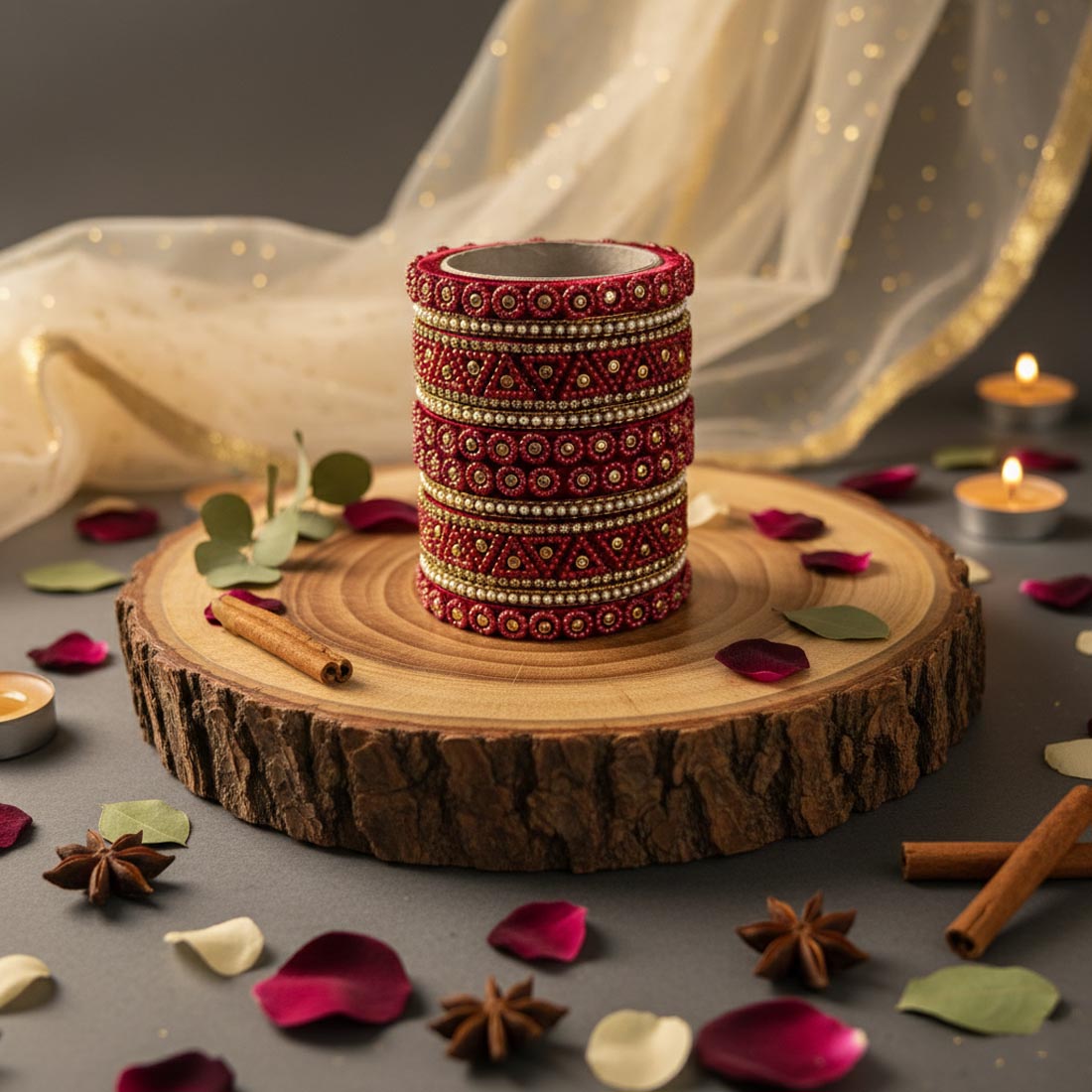 Maroon Color 1 Set Of Thread Bangle With Classic Cultural Traditional Appeal - Maroon / 2.6