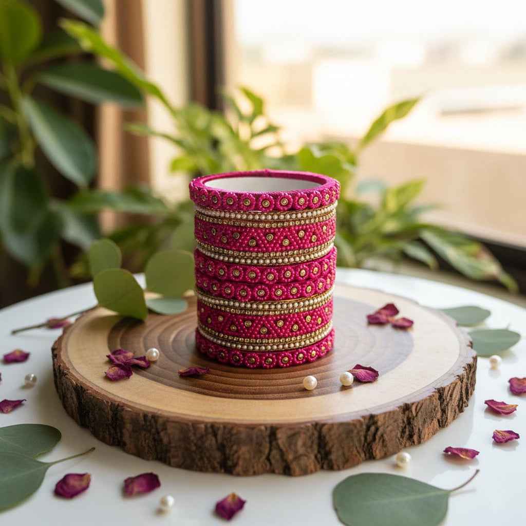 Rani Color 1 Set Of Thread Bangle With Royal Inspired Wedding Special Finish - Rani / 2.4