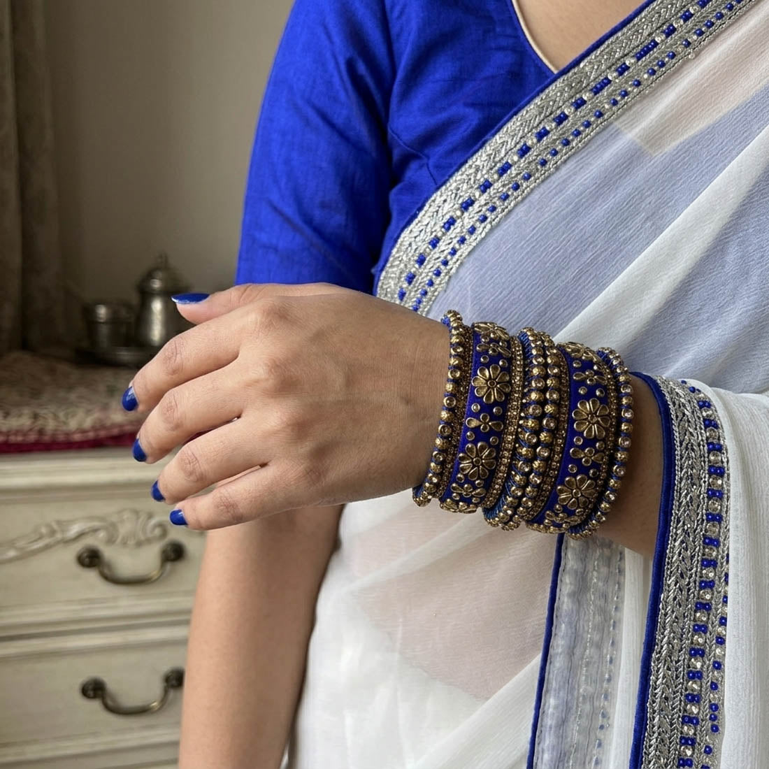 Blue Color 1 Set Of Bangle Elegant Stylish Daily Wear Modern Jewelry Collection - Blue / 2.10
