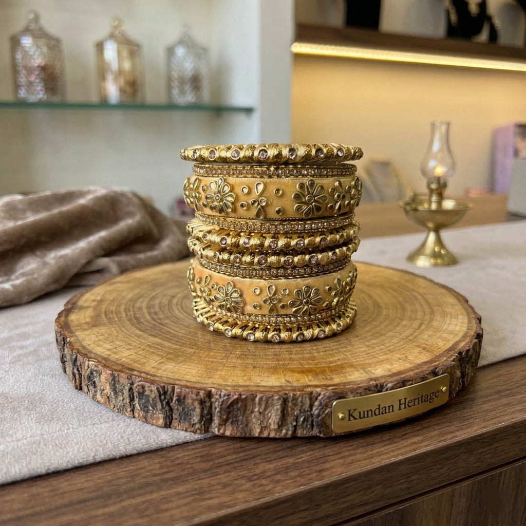 Gold Color 1 Set Of Bangle Classic Festive Wear Elegant Designer Jewelry Collection - Gold / 2.8