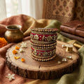 Maroon Color 1 Set Of Bangle Royal Bridal Wear Traditional Jewelry Collection - Maroon / 2.4