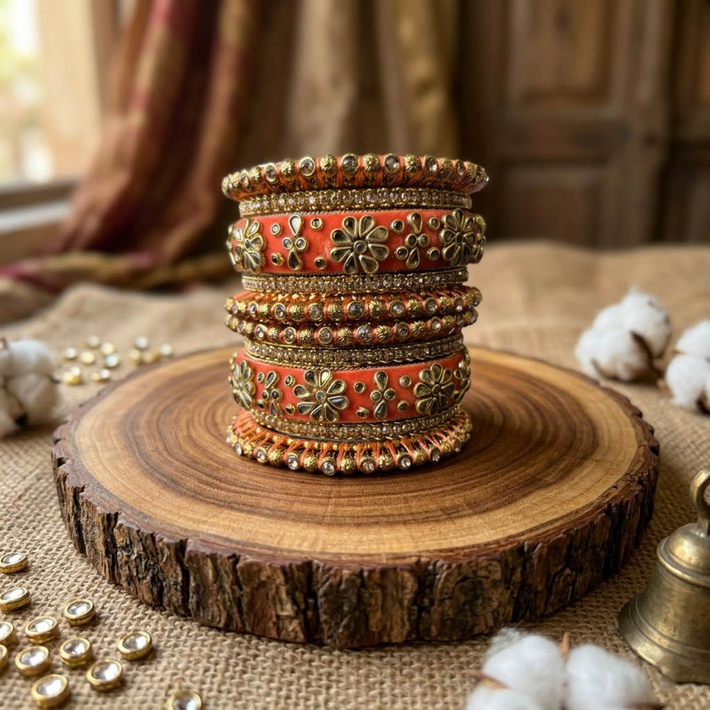 Peach Color 1 Set Of Bangle Elegant Traditional Daily Wear Stylish Jewelry Collection - Peach / 2.10