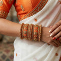 Peach Color 1 Set Of Bangle Elegant Traditional Daily Wear Stylish Jewelry Collection - Peach / 2.6