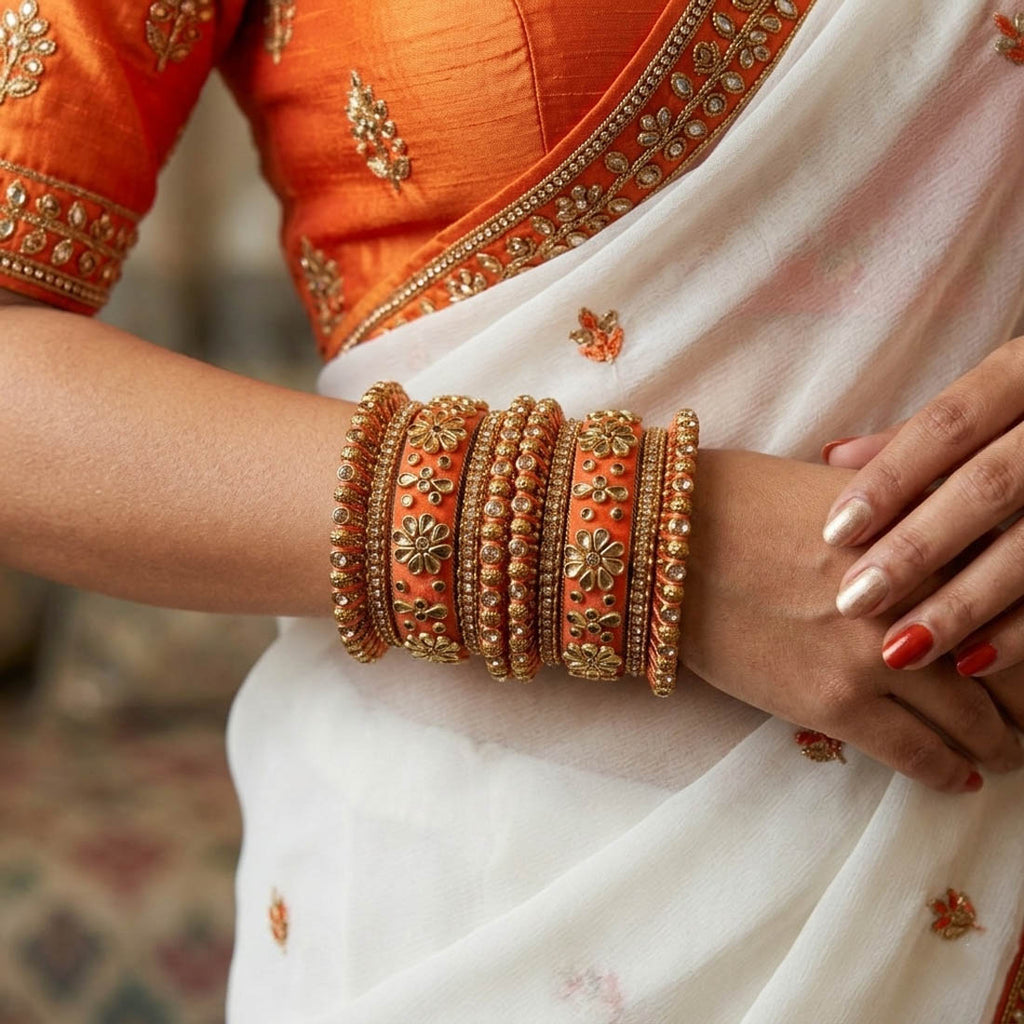 Peach Color 1 Set Of Bangle Elegant Traditional Daily Wear Stylish Jewelry Collection - Peach / 2.10