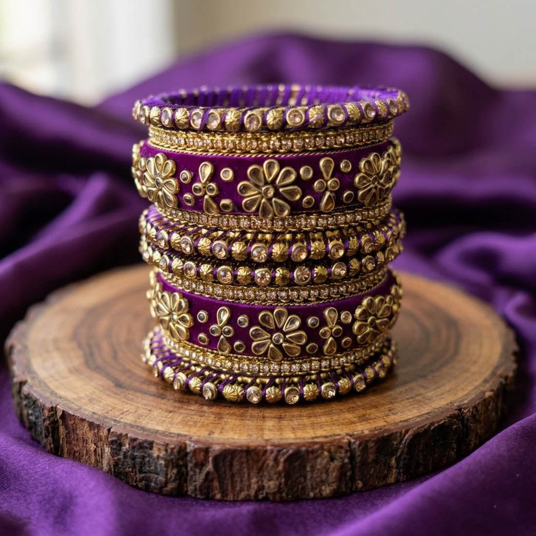 Purple Color 1 Set Of Bangle Royal Elegant Party Wear Designer Jewelry Collection - Purple / 2.6