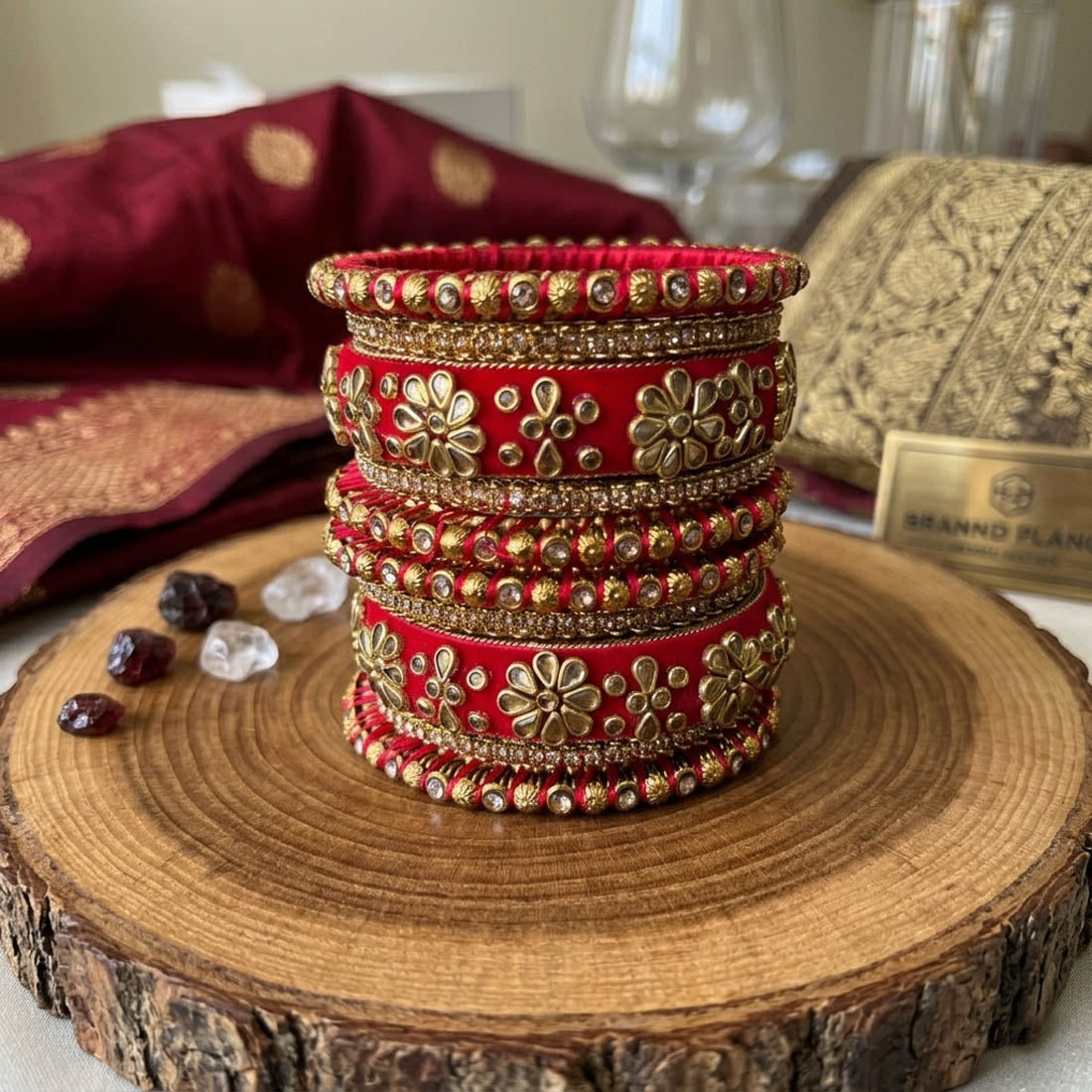 Red Color 1 Set Of Bangle Traditional Bridal Wear Classic Ethnic Jewelry Collection - Red / 2.8