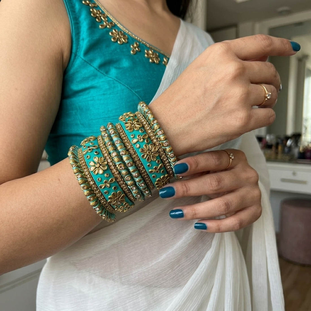 Rama Green Color 1 Set Of Bangle Elegant Traditional Stylish Jewelry Collection - Rama Green / 2.6