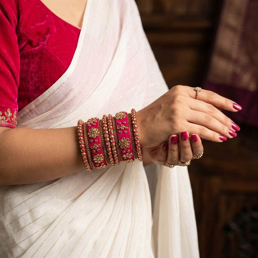 Rani Color 1 Set Of Bangle Royal Traditional Bridal Statement Jewelry Collection - Rani / 2.4