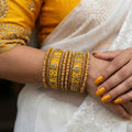 Yellow Color 1 Set Of Bangle Bright Festive Wear Traditional Stylish Jewelry - Yellow / 2.6