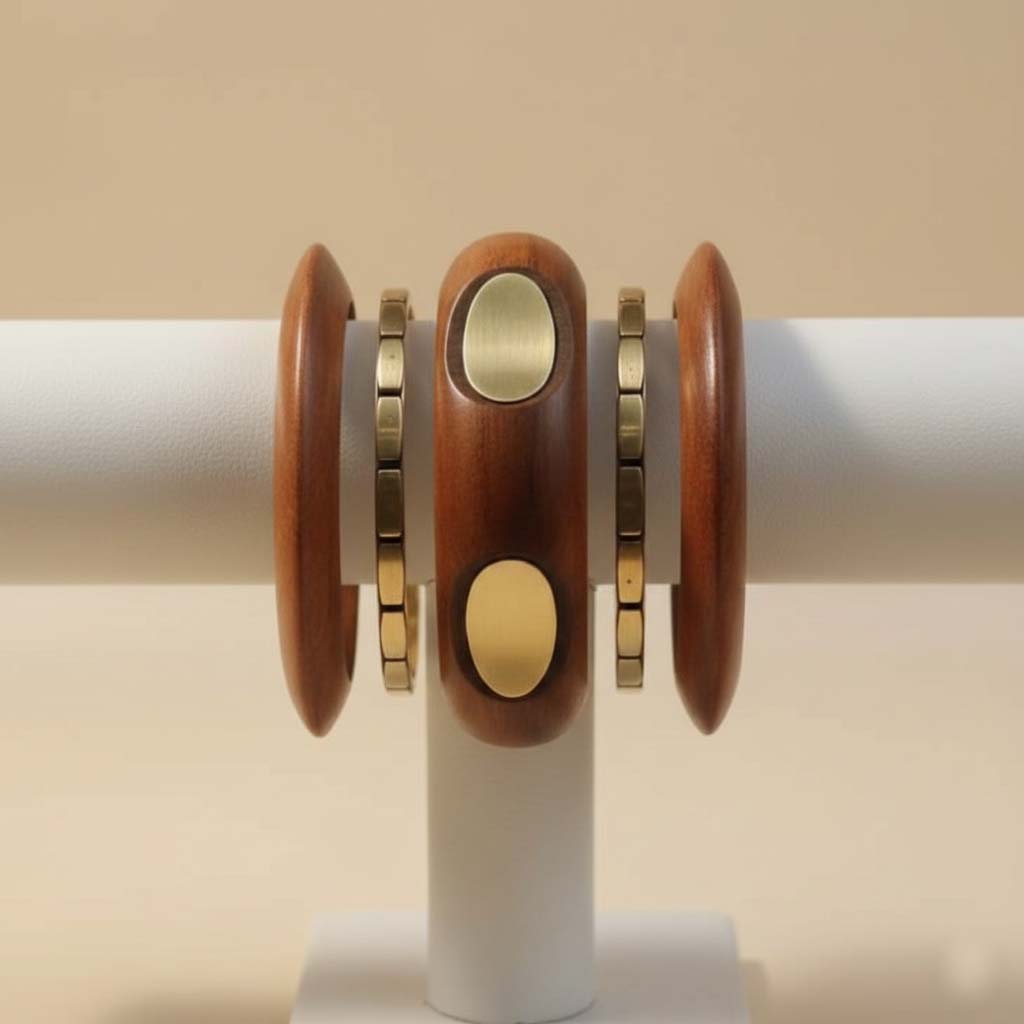 Brown Color Single Hand 1 Set Of Wooden Bangle Size: 2.6 (WNB101BRW-2.6) - Brown