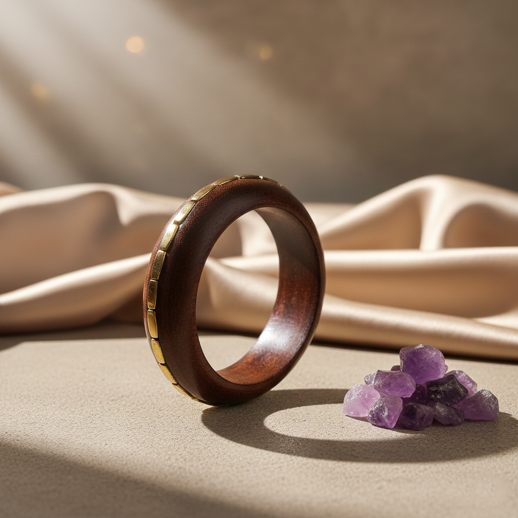 Brown Color Single Hand 1 Piece Of Wooden Bangle Size: 2.6 (WNB106BRW-2.6) - Brown