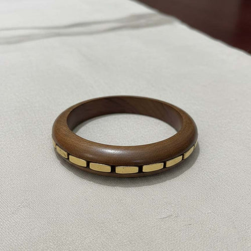 Brown Color Single Hand 1 Piece Of Wooden Bangle Size: 2.6 (WNB109BRW-2.6) - Brown