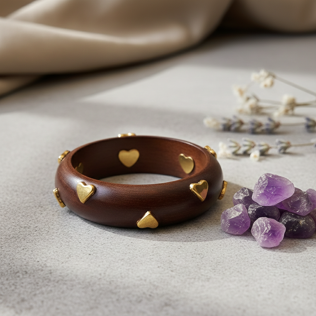Brown Color Single Hand 1 Piece Of Wooden Bangle Size: 2.6 (WNB111BRW-2.6) - Brown