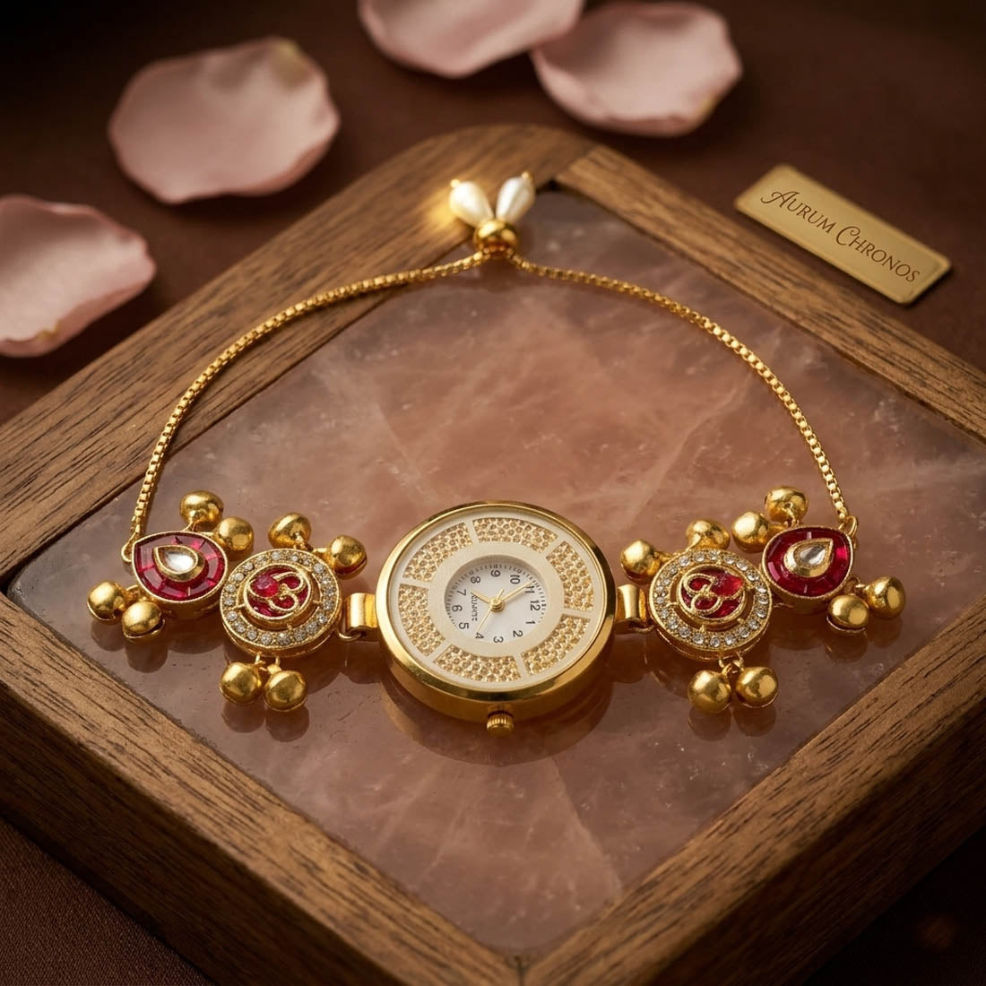 Premium Rani Color Designer Kundan Watch For Girls & Women Party