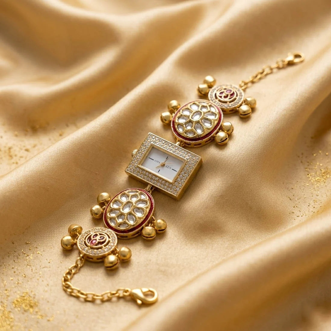 Graceful Pista Green & Rani Color Kundan Watch For Girls & Women Festive Wear Design