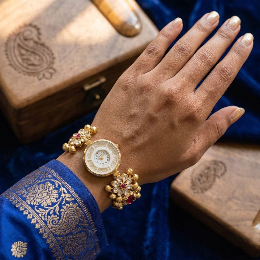 Royal Rani Color Kundan Watch For Girls & Women Bridal Inspired Elegant Design