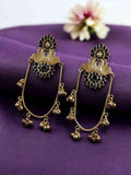 Stunning Peacock Kashmiri Earrings with Royal Traditional Design- Black