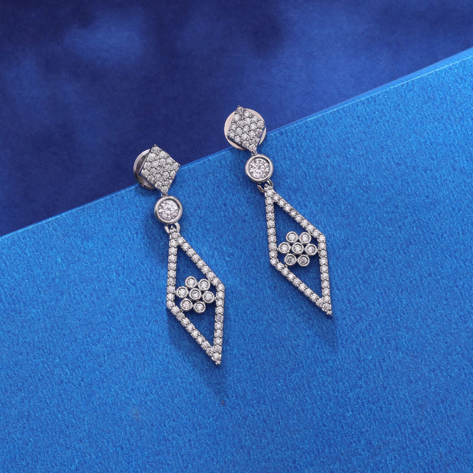 Silver Color American Diamond Earrings with Stunning Fashion Look