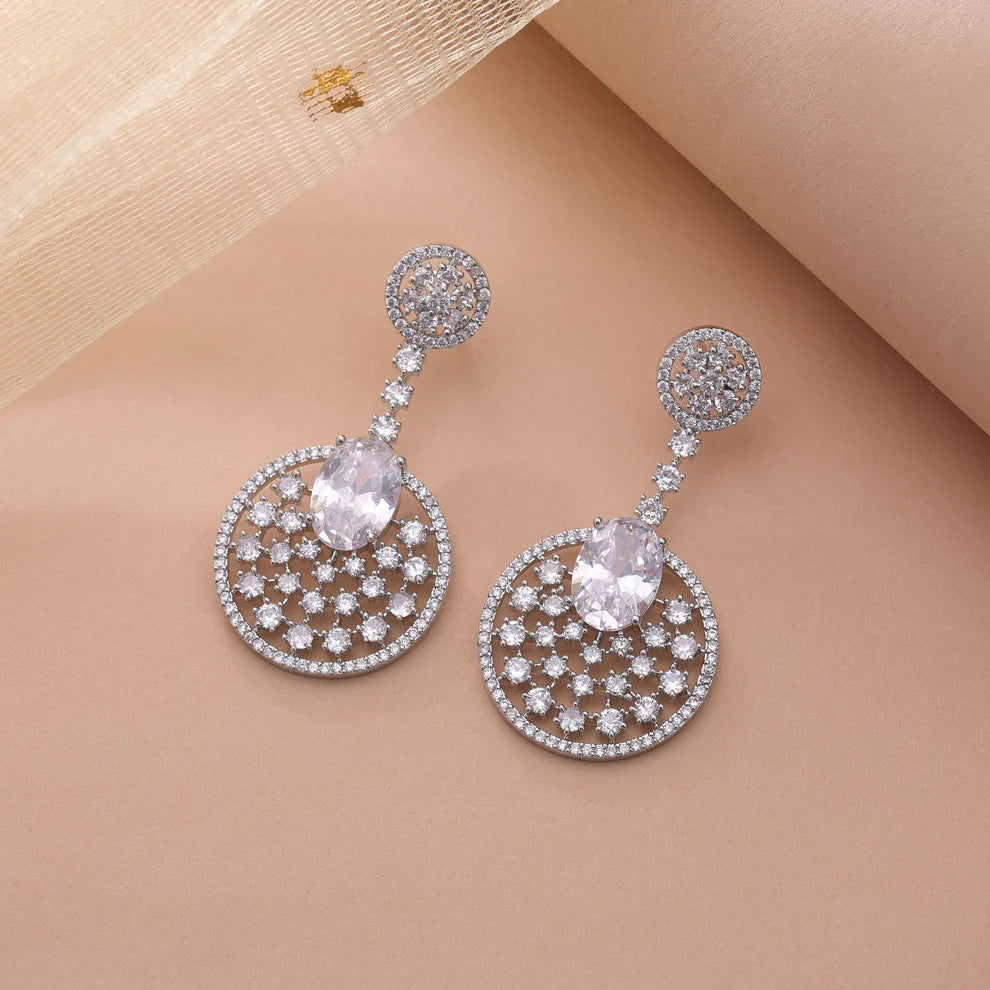 American Diamond Earrings with Modern Elegant Finish