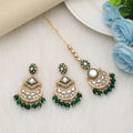 Elegant Kundan Earrings Tikka Set With Traditional Festive Styling