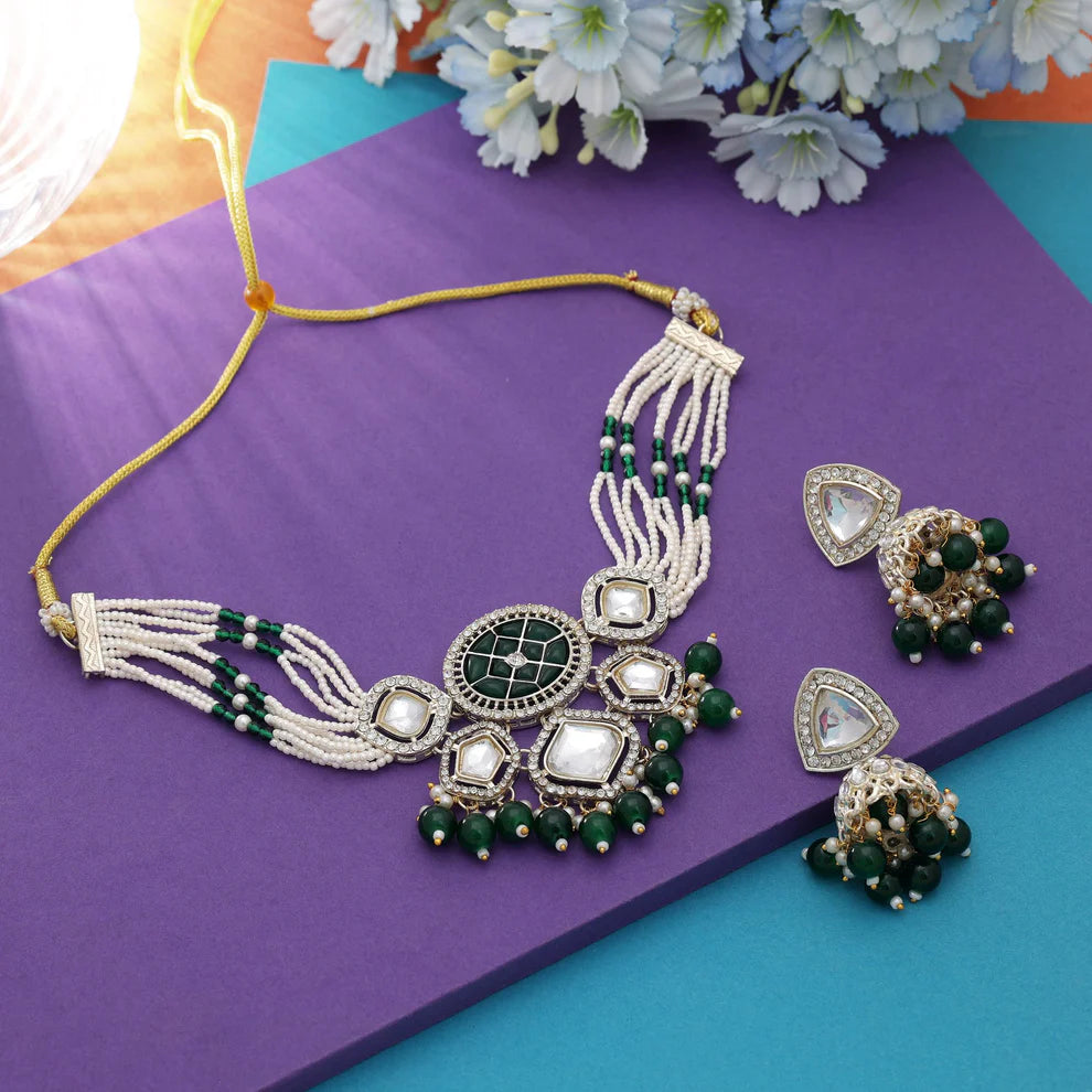 Stylish Choker Kundan Necklace Set With Royal Ethnic Touch