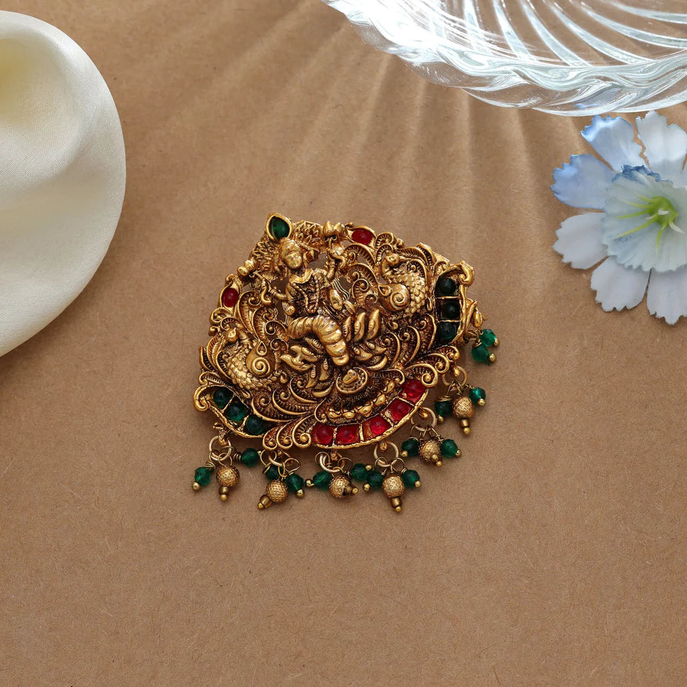 Temple Hair Barrette With Traditional Temple Artwork