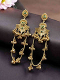 Golden Kashmiri Jhumka Earrings – Traditional Attractive Dangle Jewelry Green
