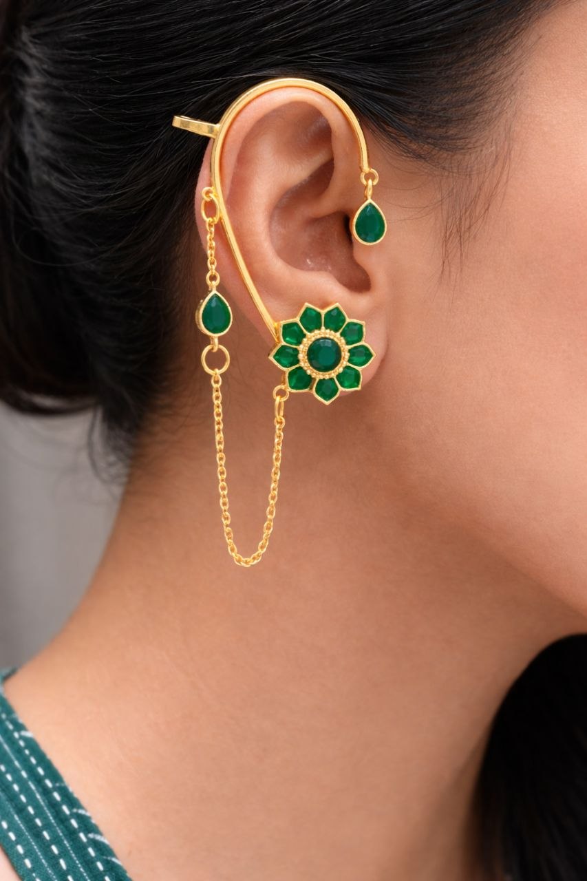 Floral Handmade Earcuff Artistic Jewelry for Beautiful Ethnic Look