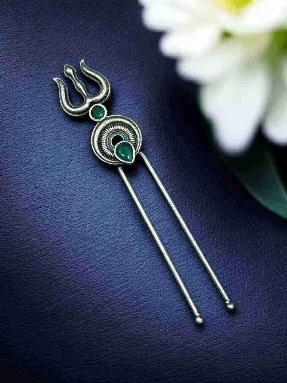 Elegant Silver Trishul Hairpin for Women Stylish Adorable Hair Accessory