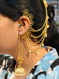 Designer Non Piercing Kashmiri Jhumka Traditional Jewelry for Comfortable Ethnic Look- Green