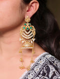Premium Peacock Design Kashmiri Jhumka Earrings | Gold Plated Traditional Wear Beautiful Dangler Jewelry- Black