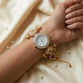 Beautiful Rani Color Kundan Watch For Girls & Women Wedding Fashion Accessory