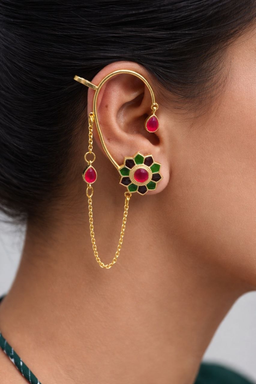 Floral Handmade Earcuff Artistic Jewelry for Beautiful Ethnic Look