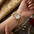Graceful Rani & Green Color Kundan Watch For Girls & Women Ethnic Fashion