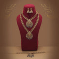 Stylish Maroon & Green Color Lord Laxmi Long Temple Necklace Set Bridal Design
