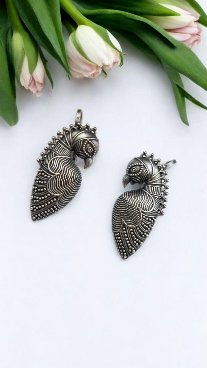 Parrot Earcuff | Silver Replica Earrings | Unique Ear cuff Style Jewelry