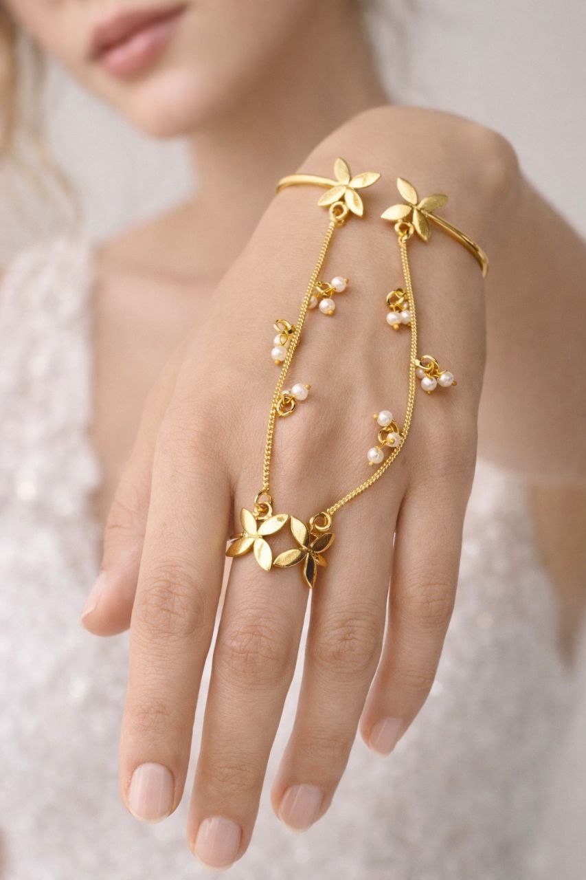 Elegant Golden Butterfly Hathphool for Stunning Ethnic Hand Jewelry