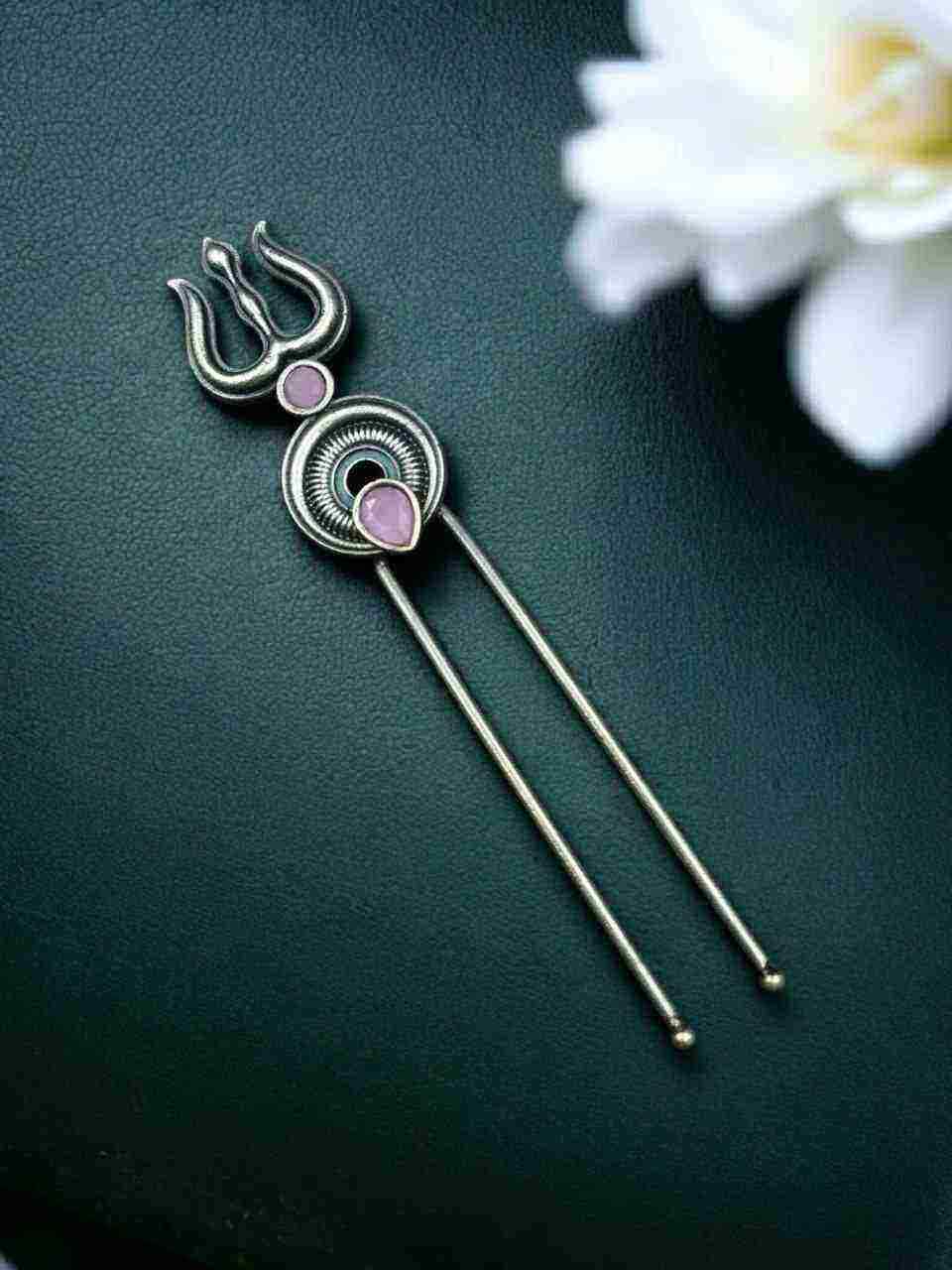 Elegant Silver Trishul Hairpin for Women Stylish Adorable Hair Accessory