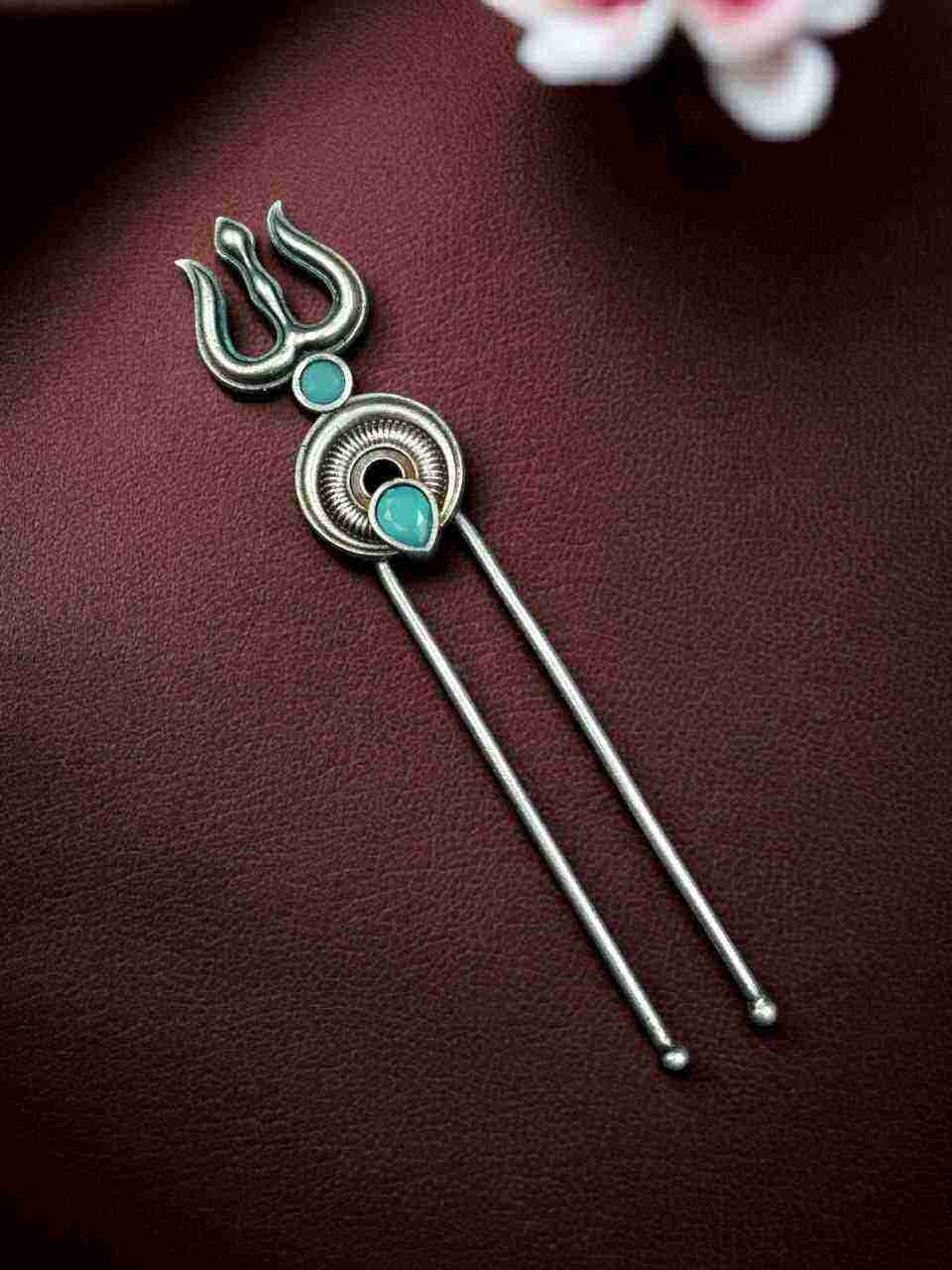 Elegant Silver Trishul Hairpin for Women Stylish Adorable Hair Accessory