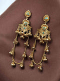 Golden Kashmiri Jhumka Earrings – Traditional Attractive Dangle Jewelry- Pista Green