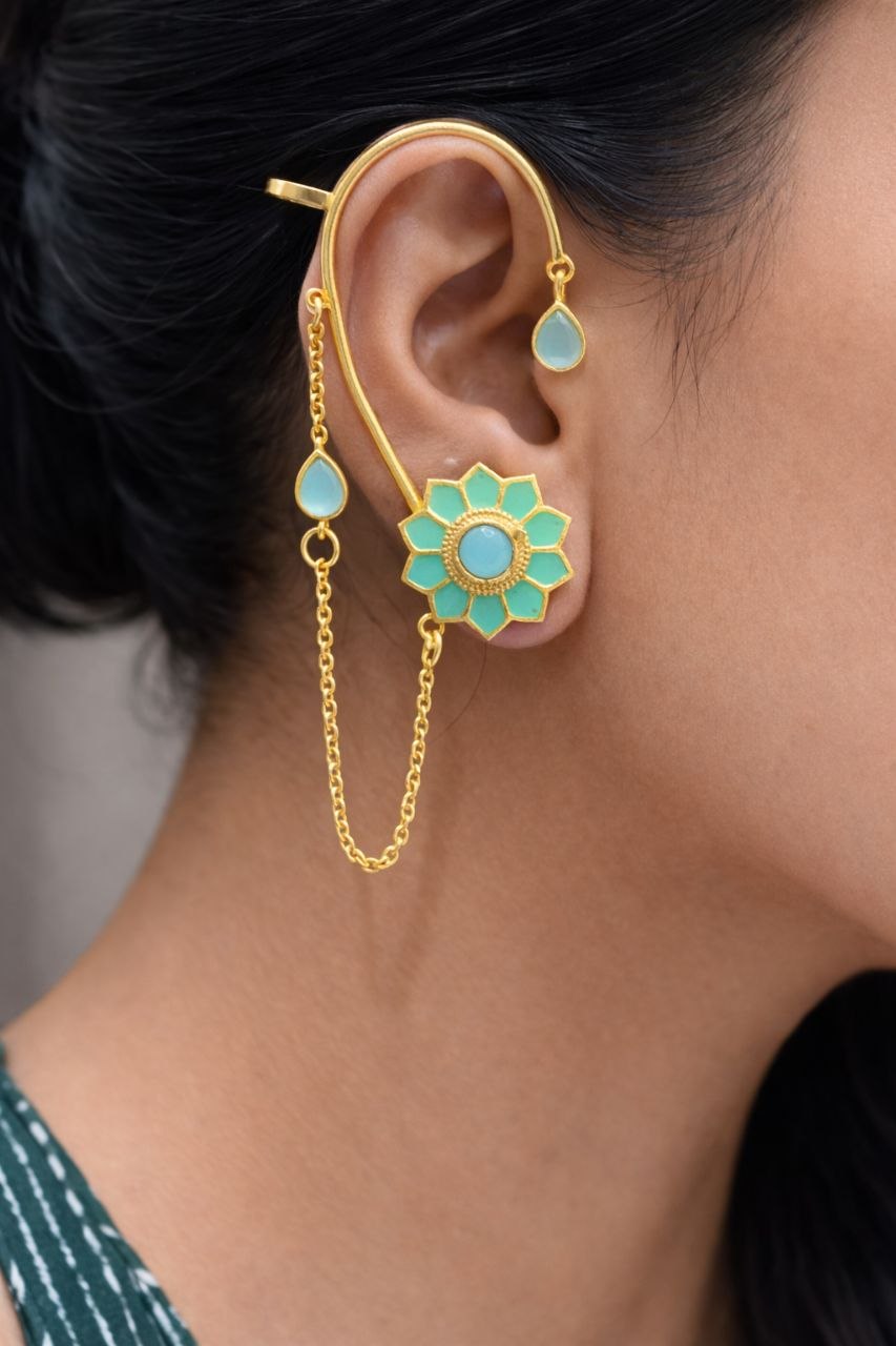 Floral Handmade Earcuff Artistic Jewelry for Beautiful Ethnic Look