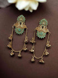 Stunning Peacock Kashmiri Earrings with Royal Traditional Design- Pista Green