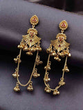 Golden Kashmiri Jhumka Earrings – Traditional Attractive Dangle Jewelry Red