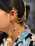 Designer Non Piercing Kashmiri Jhumka Traditional Jewelry for Comfortable Ethnic Look- Red