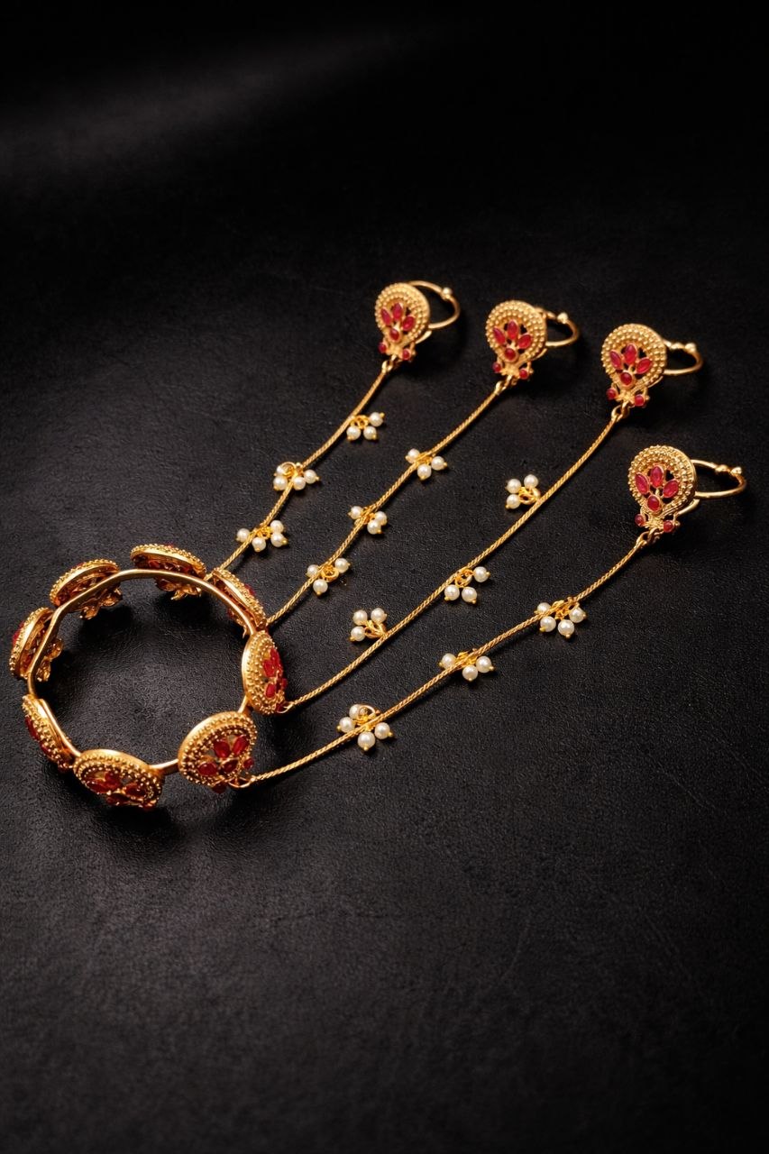 Kashmiri Peacock Hathphool Stunning Traditional Jewelry with Elegant Royal Design