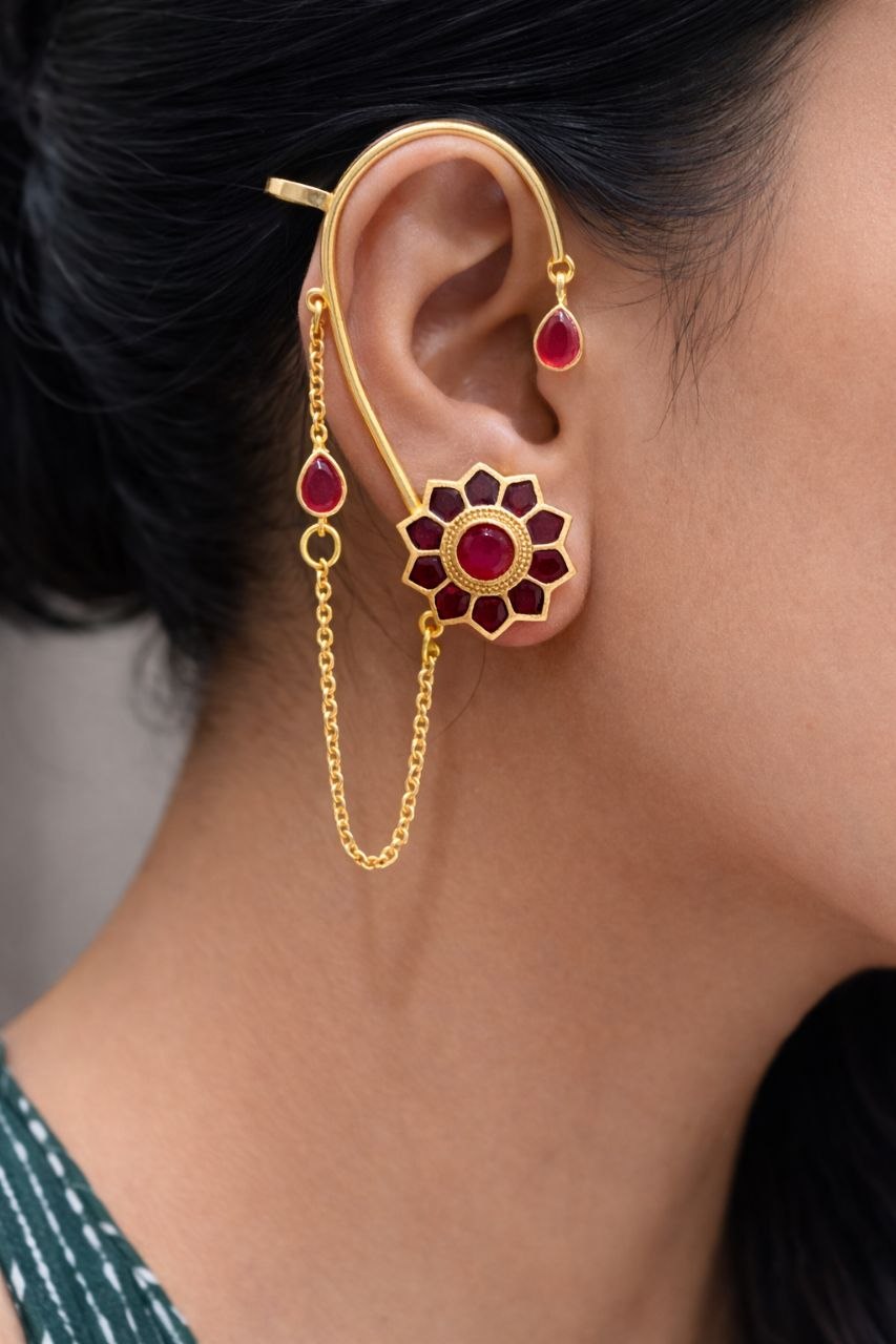 Floral Handmade Earcuff Artistic Jewelry for Beautiful Ethnic Look