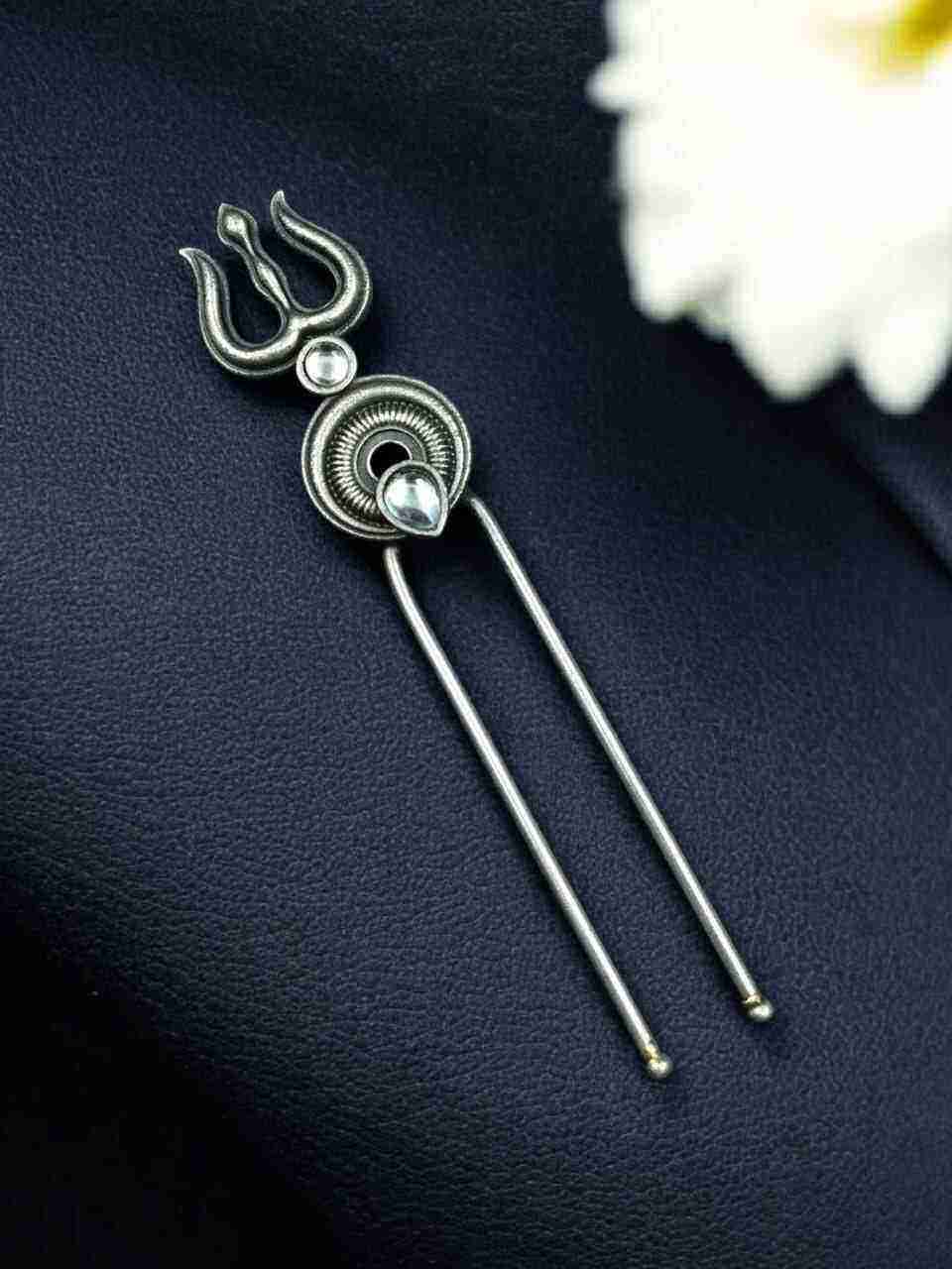 Elegant Silver Trishul Hairpin for Women Stylish Adorable Hair Accessory